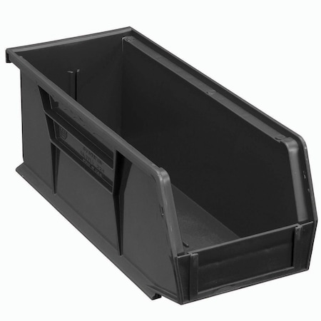 Global Industrial Hang & Stack Storage Bin, Plastic, Black, 4 in H